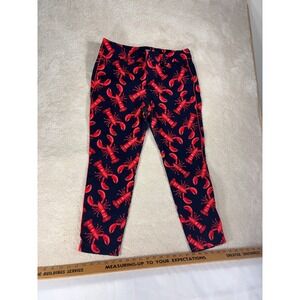 OLD NAVY Pixie Ankle Pant Sz 14 Lobster AOP Cotton Blend Stretch Navy Fun